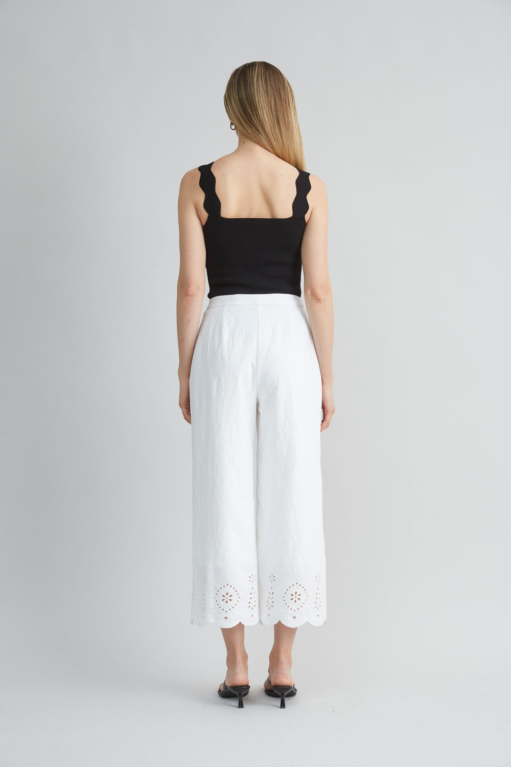 Linen Scallop Hem Pant | Elie Tahari WHITE