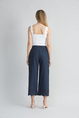 Linen Scallop Hem Pant | Elie Tahari STARGAZER
