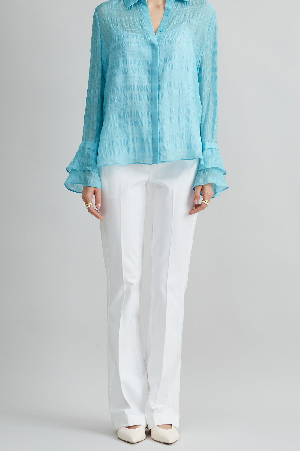 Stretch Cotton Fit & Flare Pant | Elie Tahari WHITE