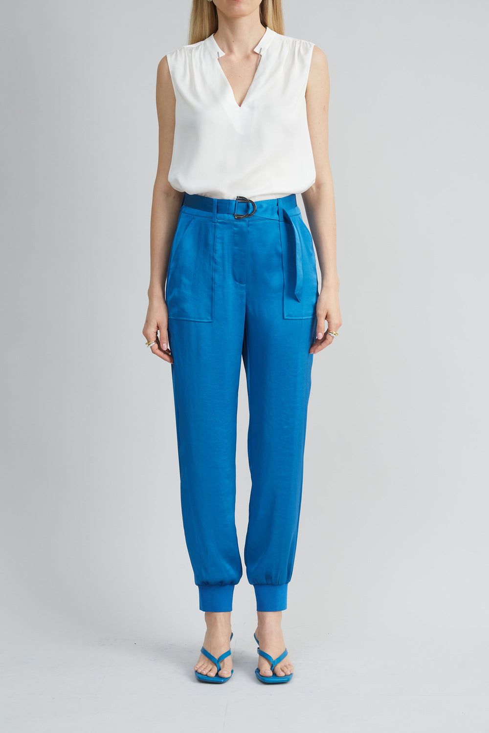 Satin Belted Cargo Pant | Elie Tahari OCEAN