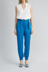 Satin Belted Cargo Pant | Elie Tahari OCEAN