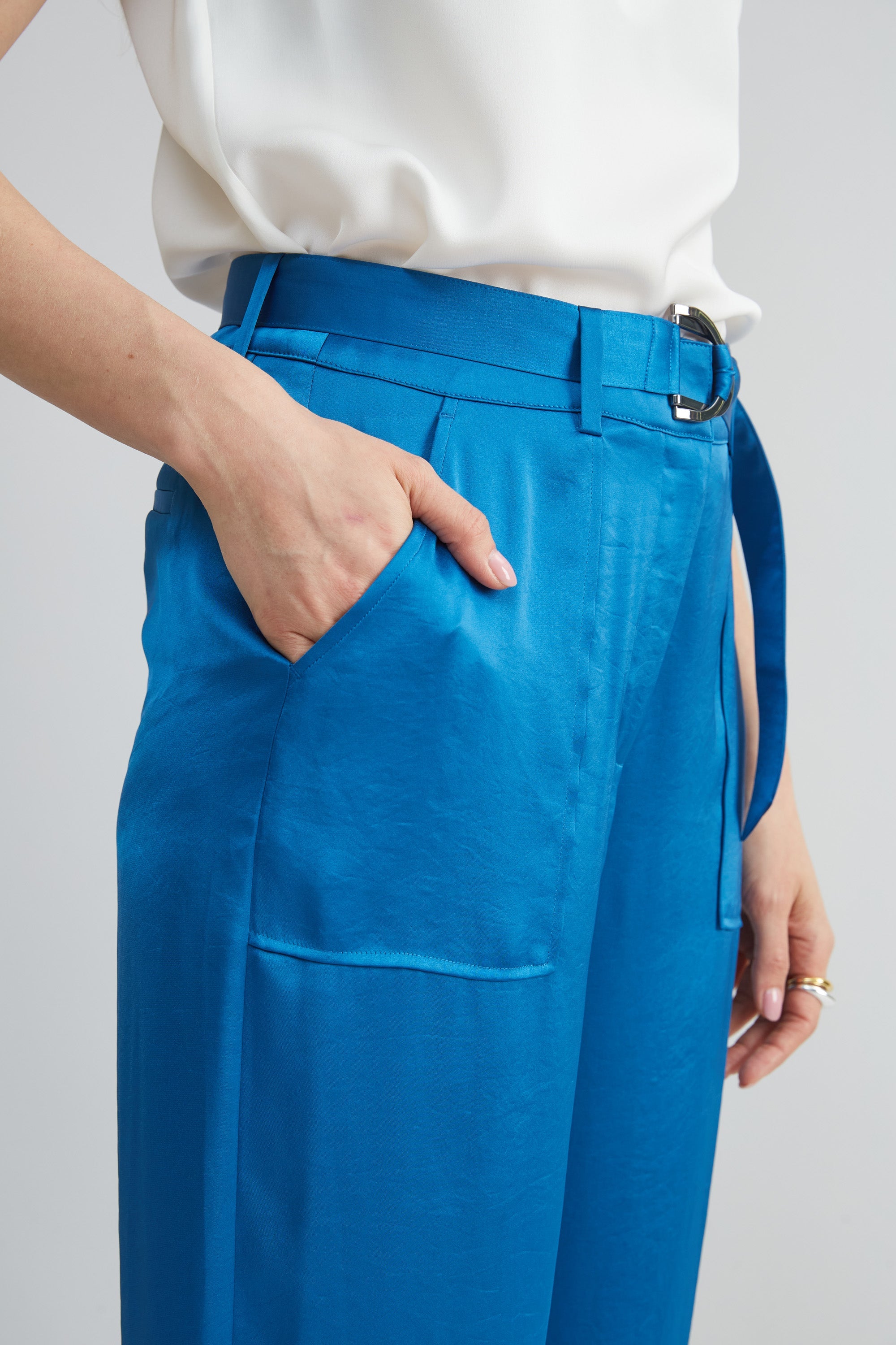 Satin Belted Cargo Pant | Elie Tahari OCEAN