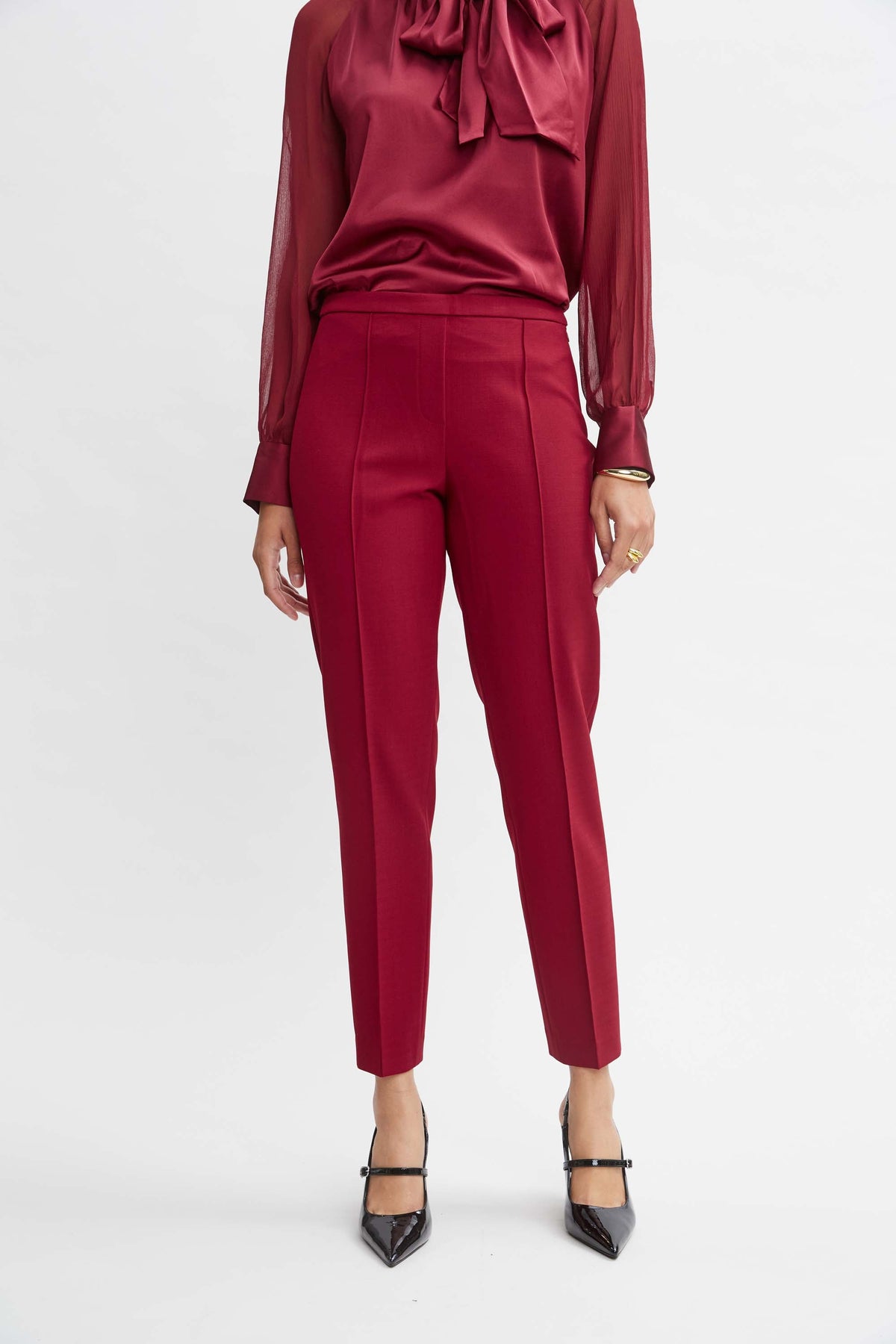 Pintuck Slim Pant | Elie Tahari SANGRIA