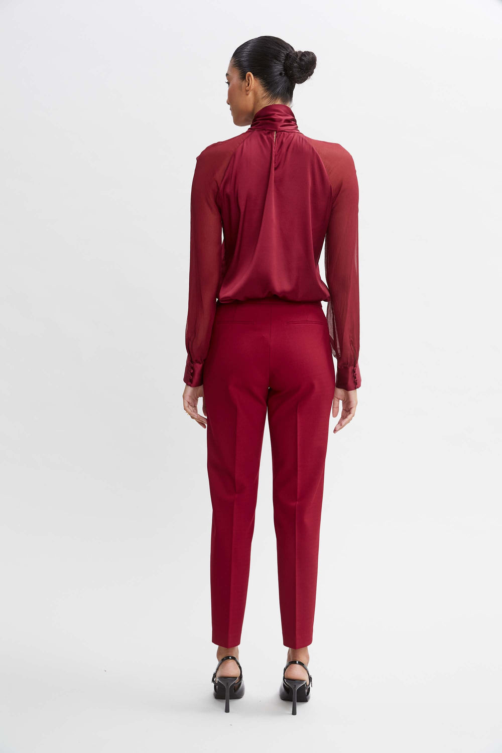 Pintuck Slim Pant | Elie Tahari SANGRIA