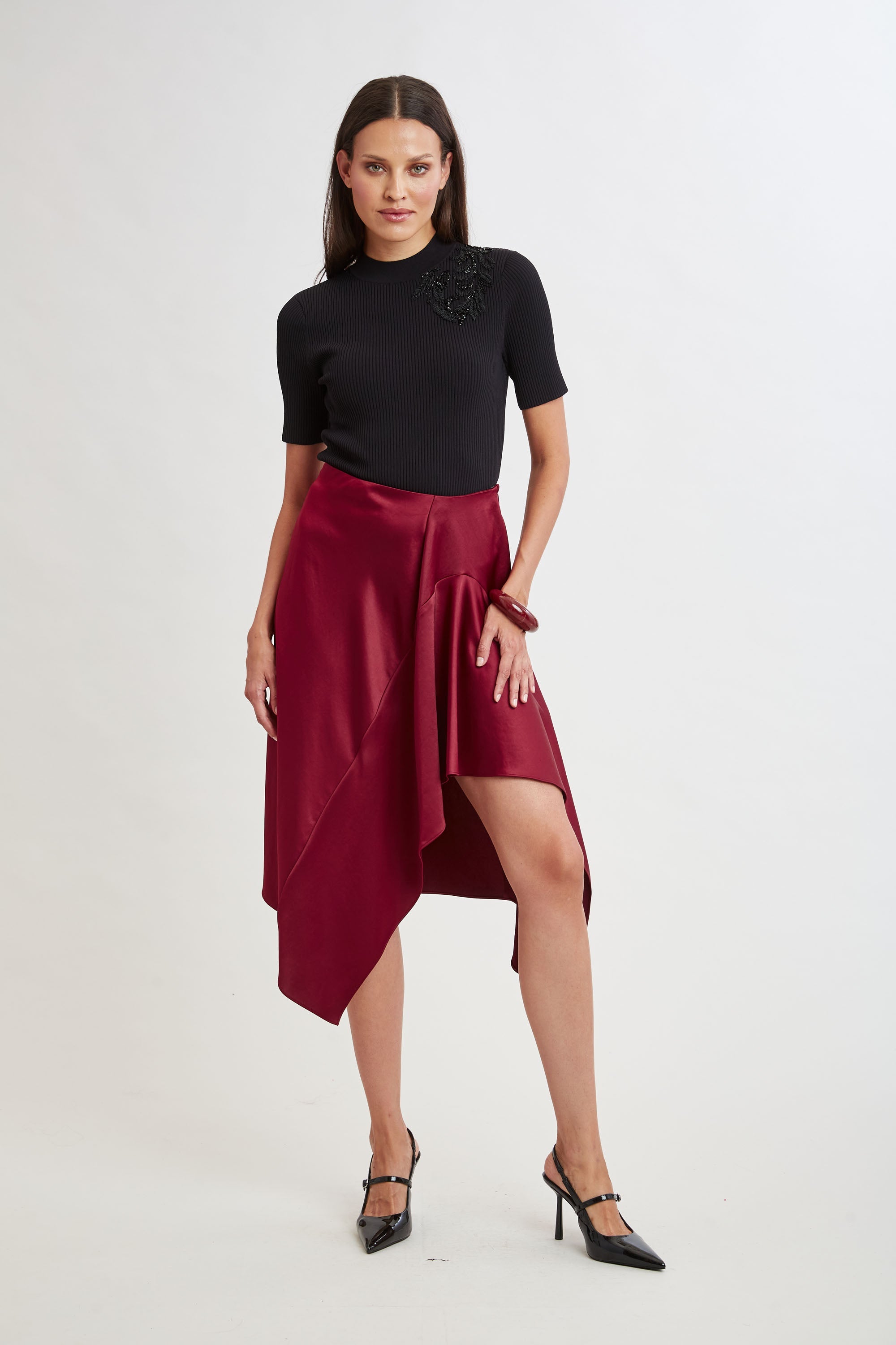 Asymmetric Hem Skirt | Elie Tahari SANGRIA