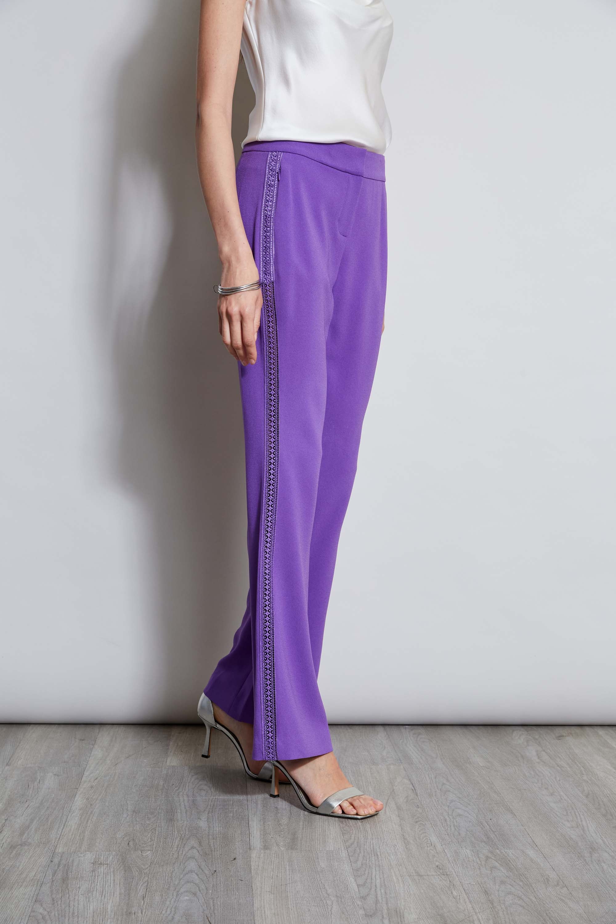 Lace Trim Fit & Flare Pant | Elie Tahari VIOLET