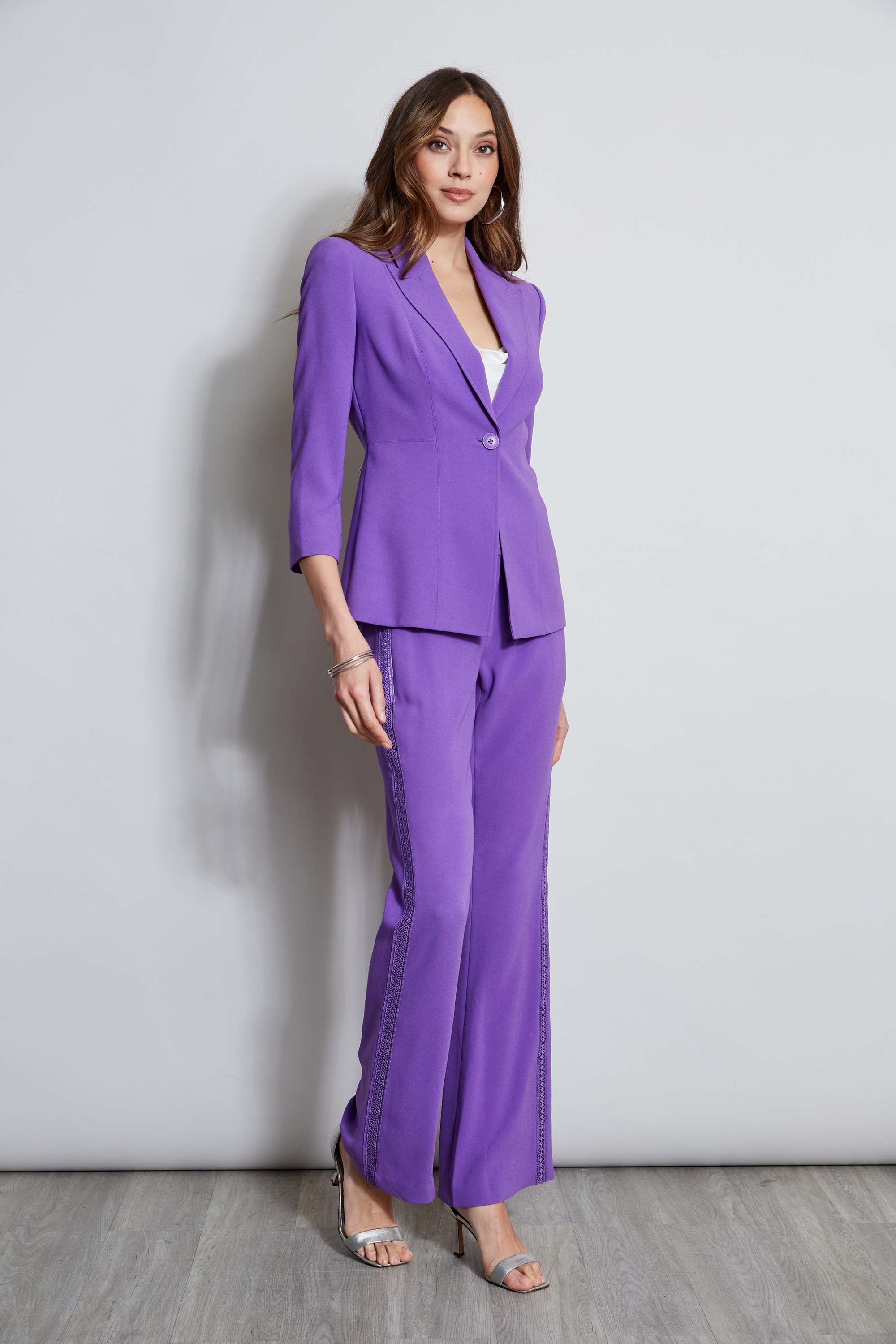 Lace Trim Fit & Flare Pant | Elie Tahari VIOLET