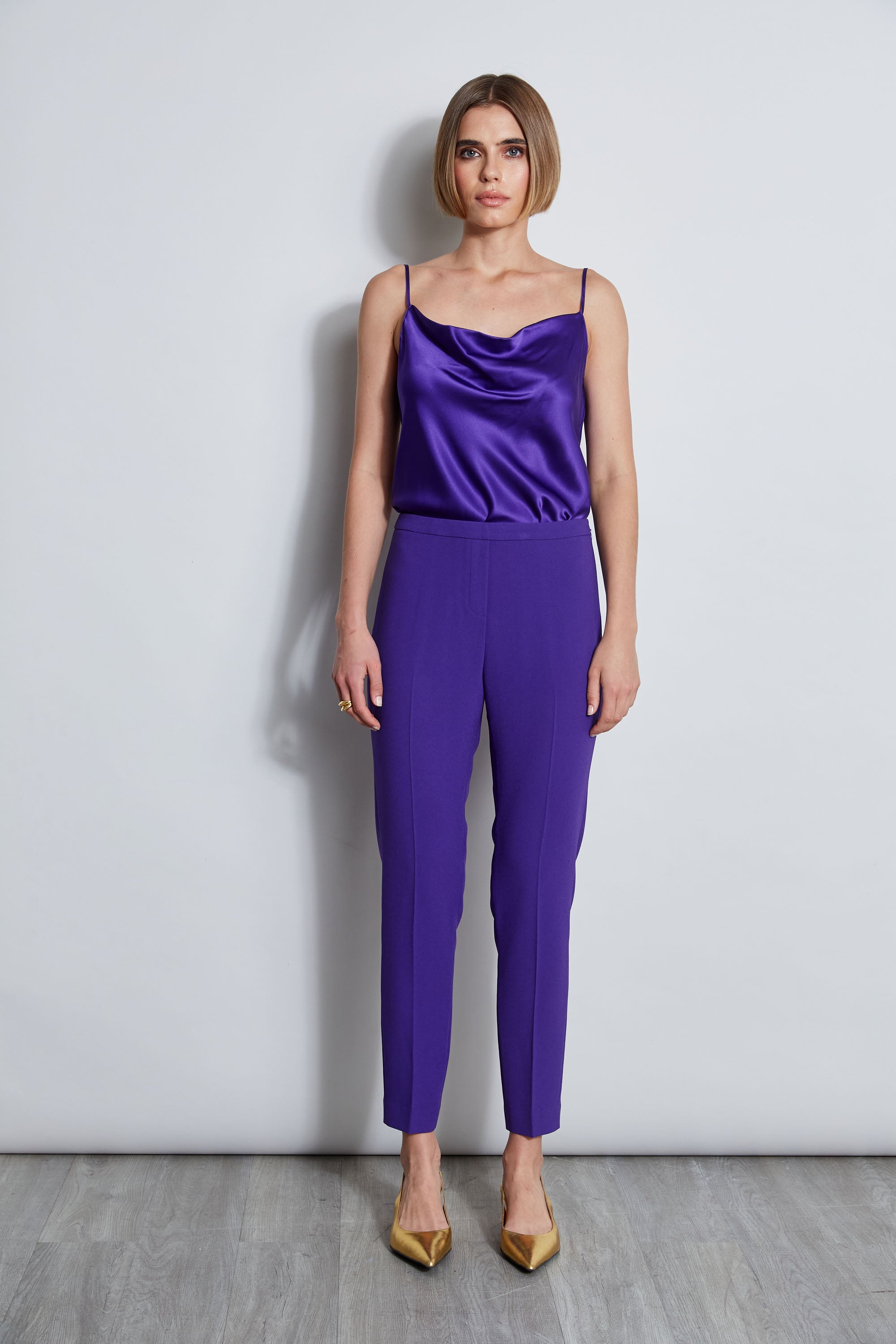 Slim Fit Crepe Pant | Elie Tahari GRAPE
