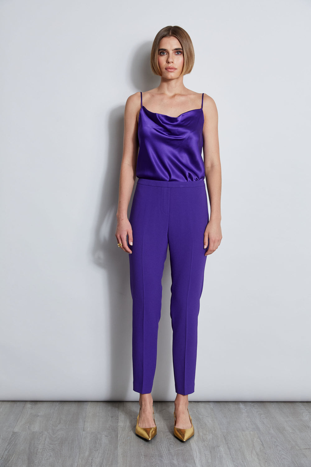 Slim Fit Crepe Pant | Elie Tahari GRAPE