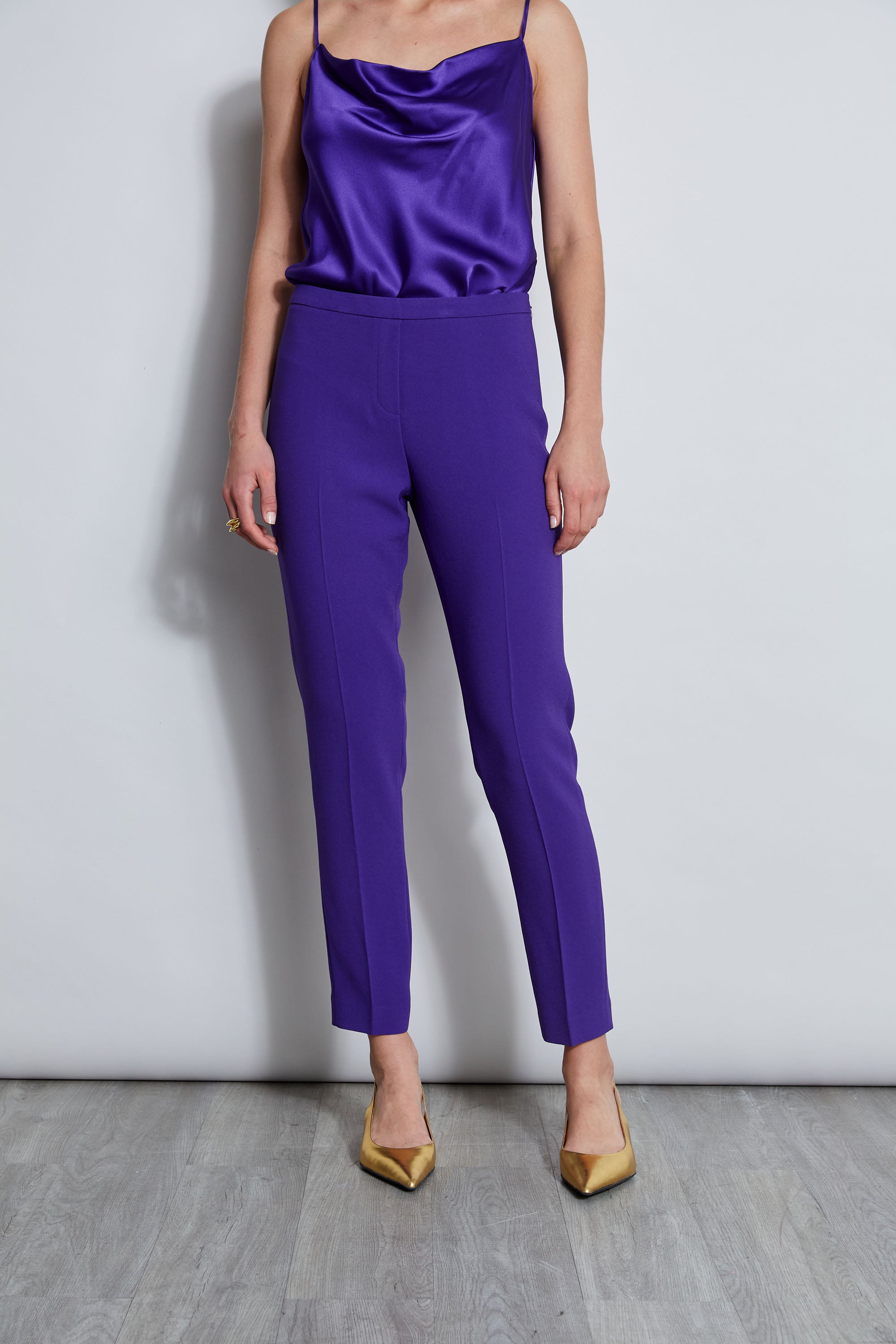 Slim Fit Crepe Pant | Elie Tahari GRAPE