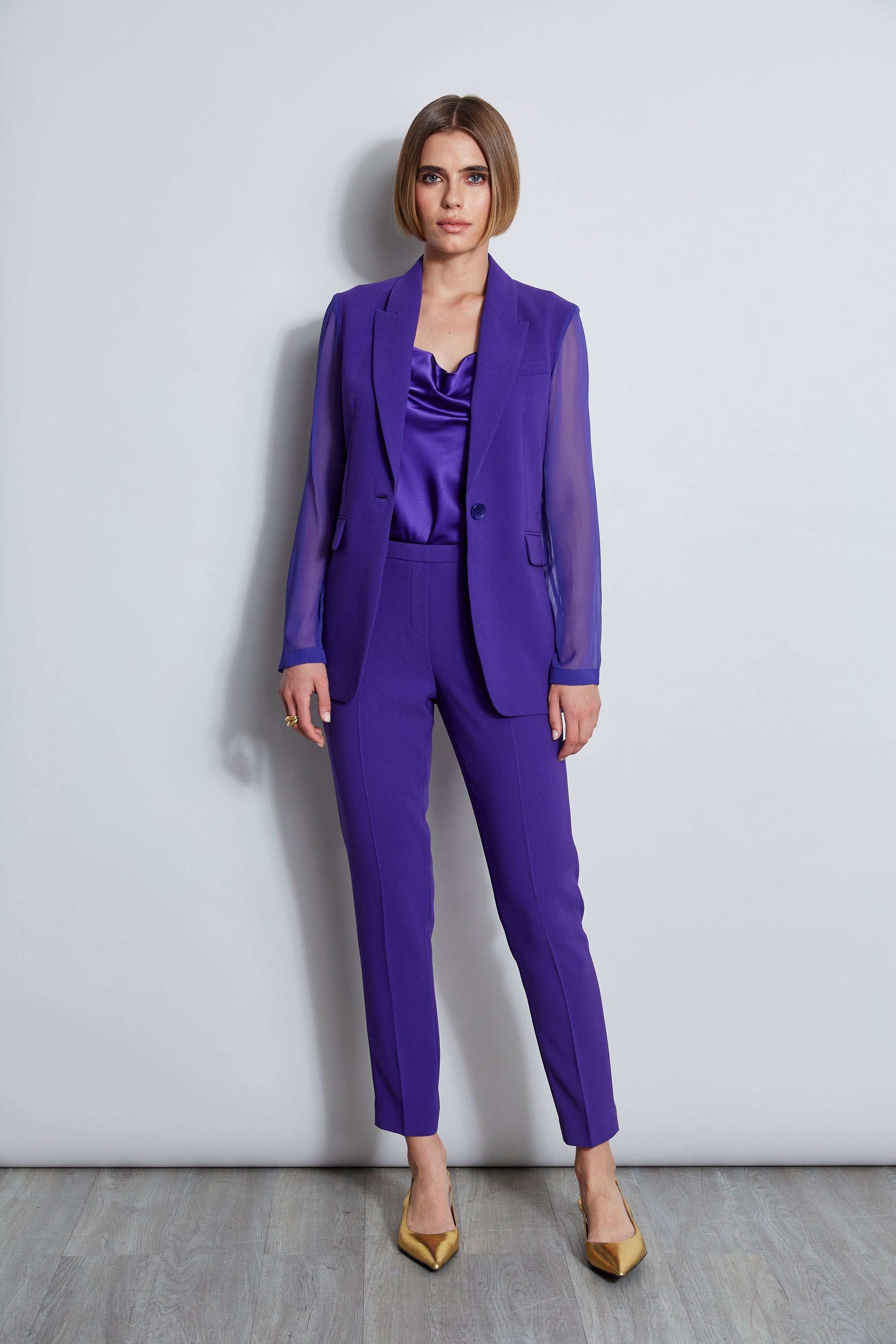 Slim Fit Crepe Pant | Elie Tahari GRAPE