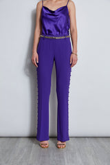 Side Button Crepe Pant | Elie Tahari GRAPE