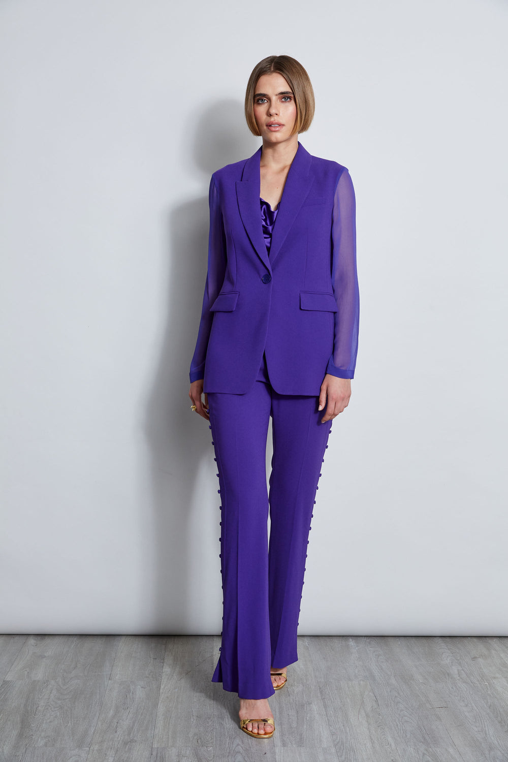 Side Button Crepe Pant | Elie Tahari GRAPE