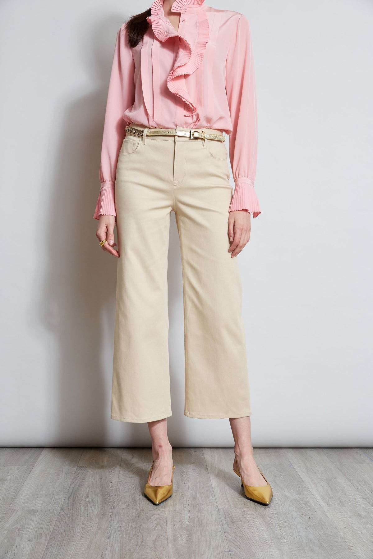 Stretch Denim Wide Leg Pant | Elie Tahari DRIFTWOOD