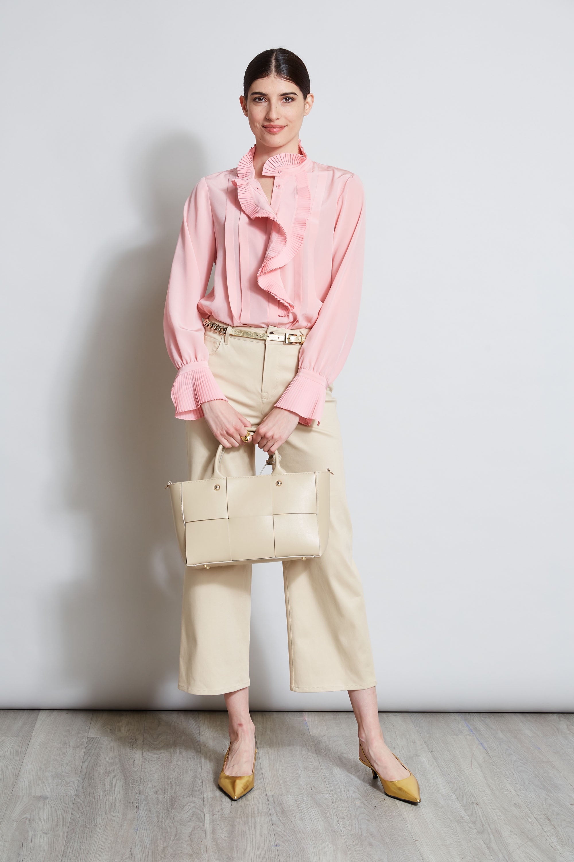 Stretch Denim Wide Leg Pant | Elie Tahari DRIFTWOOD