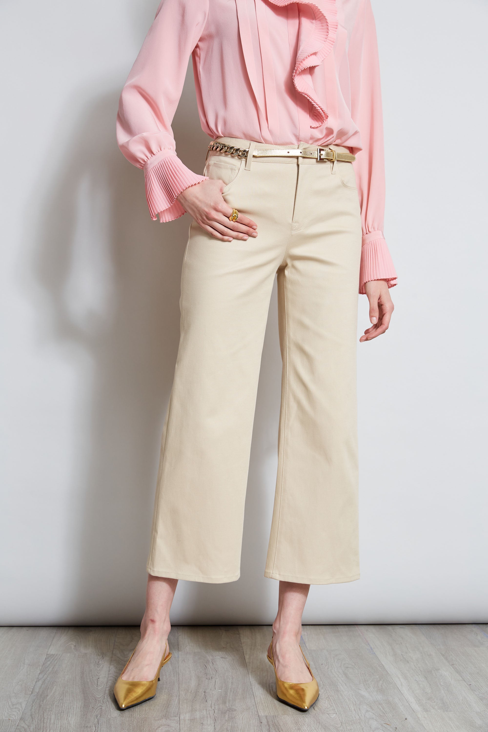 Stretch Denim Wide Leg Pant | Elie Tahari DRIFTWOOD
