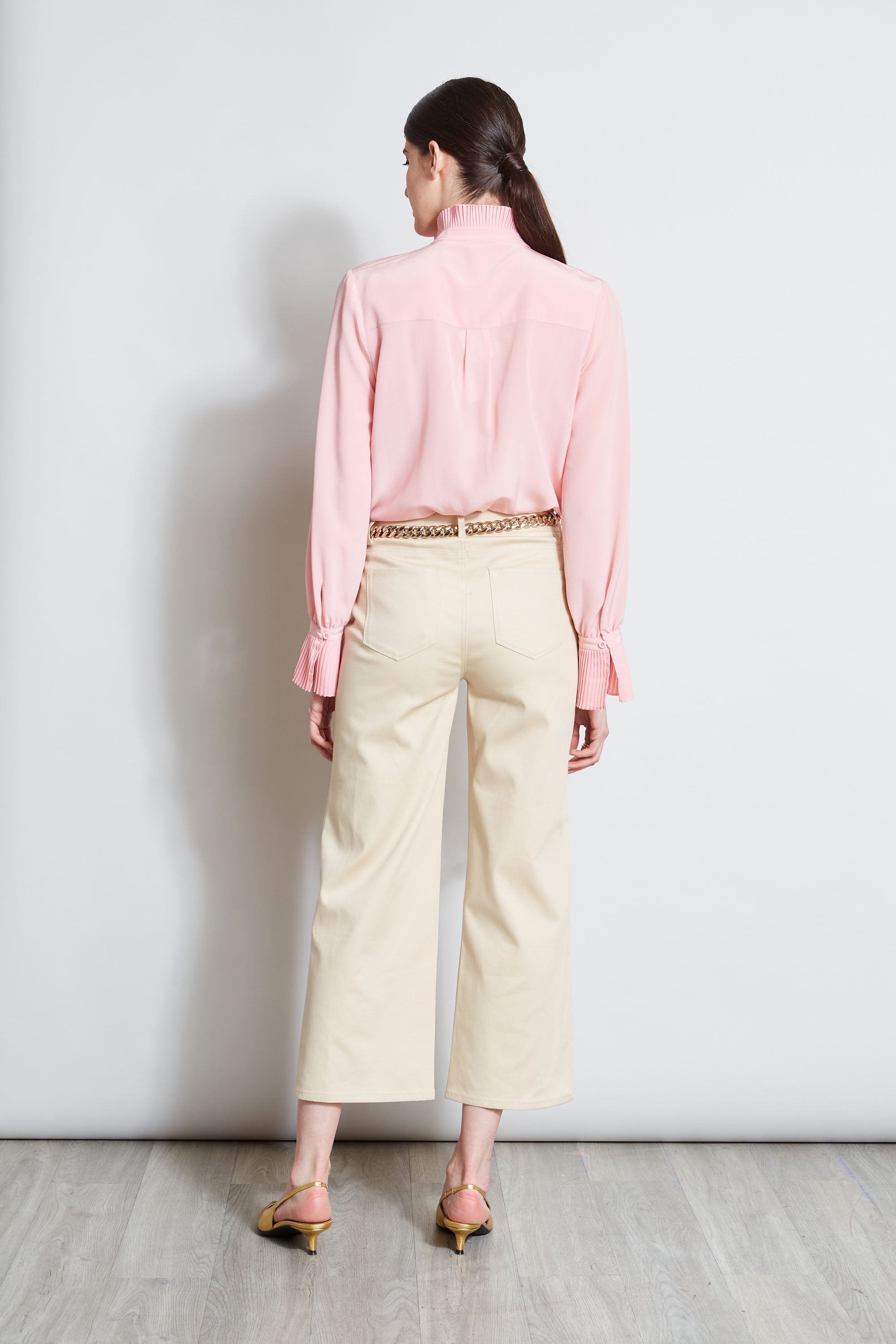 Stretch Denim Wide Leg Pant | Elie Tahari DRIFTWOOD