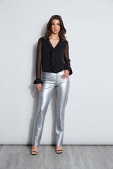 Metallic Stretch Twill Jeans | Elie Tahari ANTIQUE SILVER