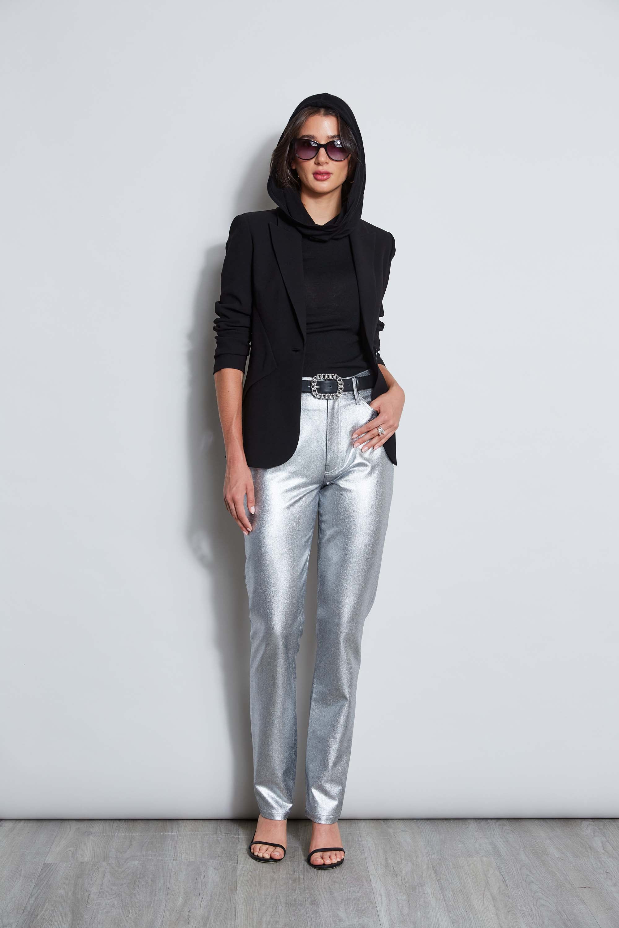 Metallic Stretch Twill Jeans | Elie Tahari ANTIQUE SILVER