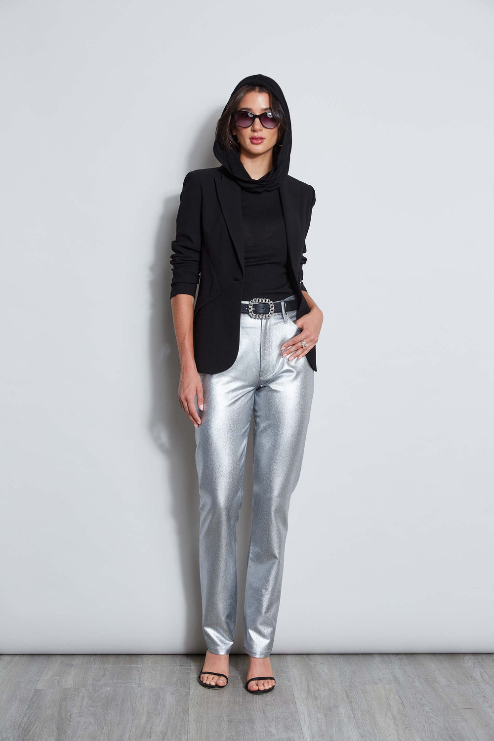 Metallic Stretch Twill Jeans | Elie Tahari ANTIQUE SILVER