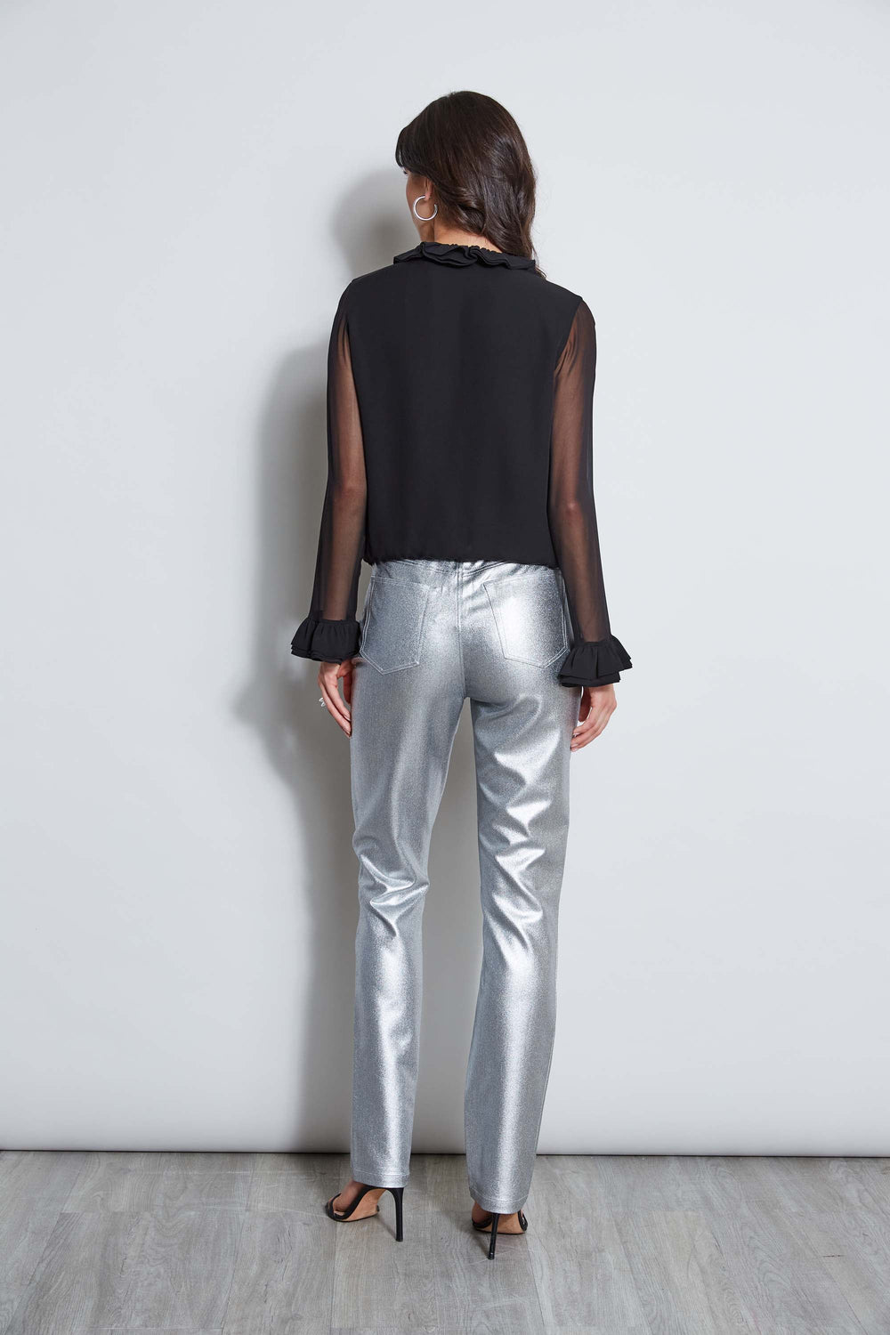 Metallic Stretch Twill Jeans | Elie Tahari ANTIQUE SILVER