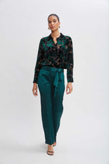 Satin Fit & Flare Sash Pant | Elie Tahari JADITE