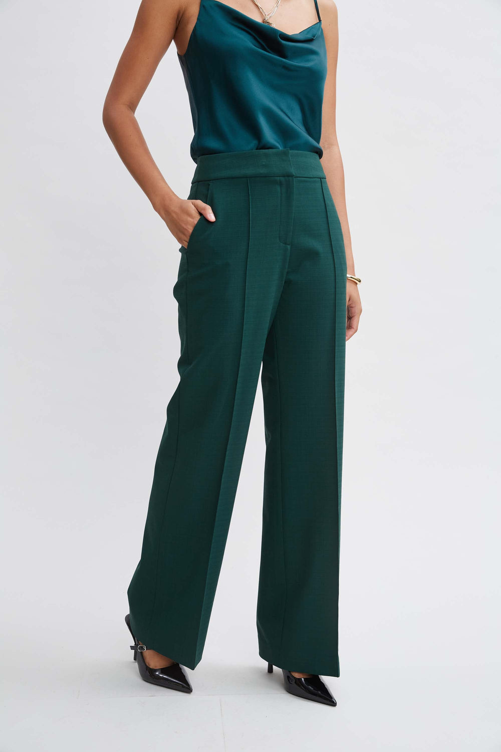 Wide Leg Pant | Elie Tahari FOREST GREEN