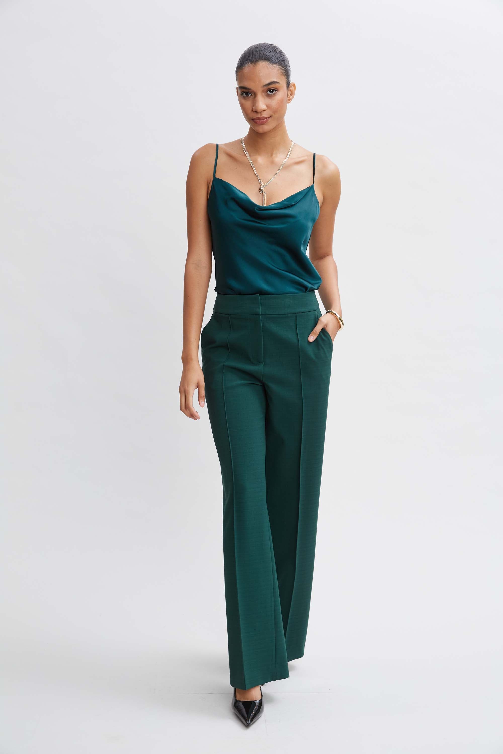 Wide Leg Pant | Elie Tahari FOREST GREEN