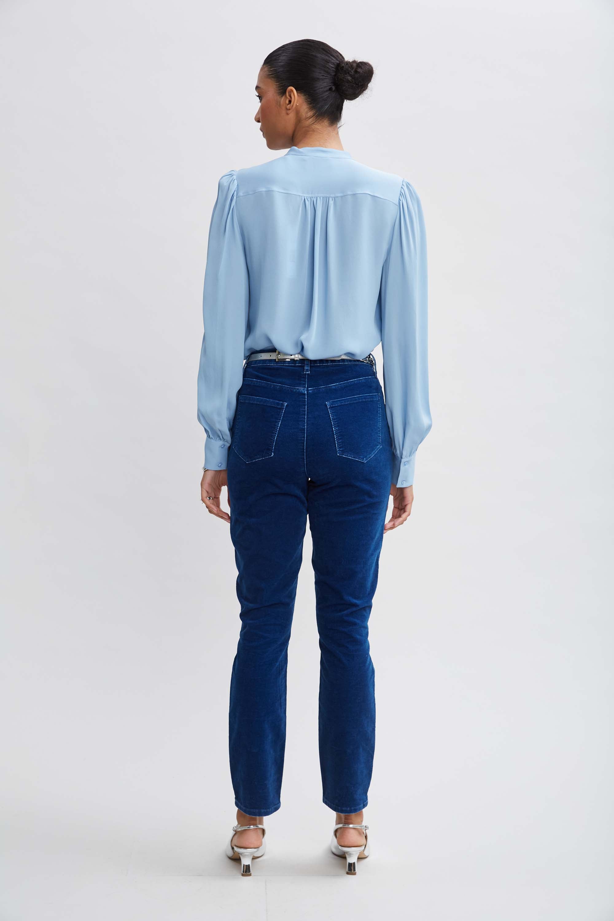 Washed Velvet Slim Pant | Elie Tahari PARIS BLUE
