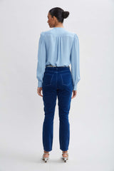 Washed Velvet Slim Pant | Elie Tahari PARIS BLUE