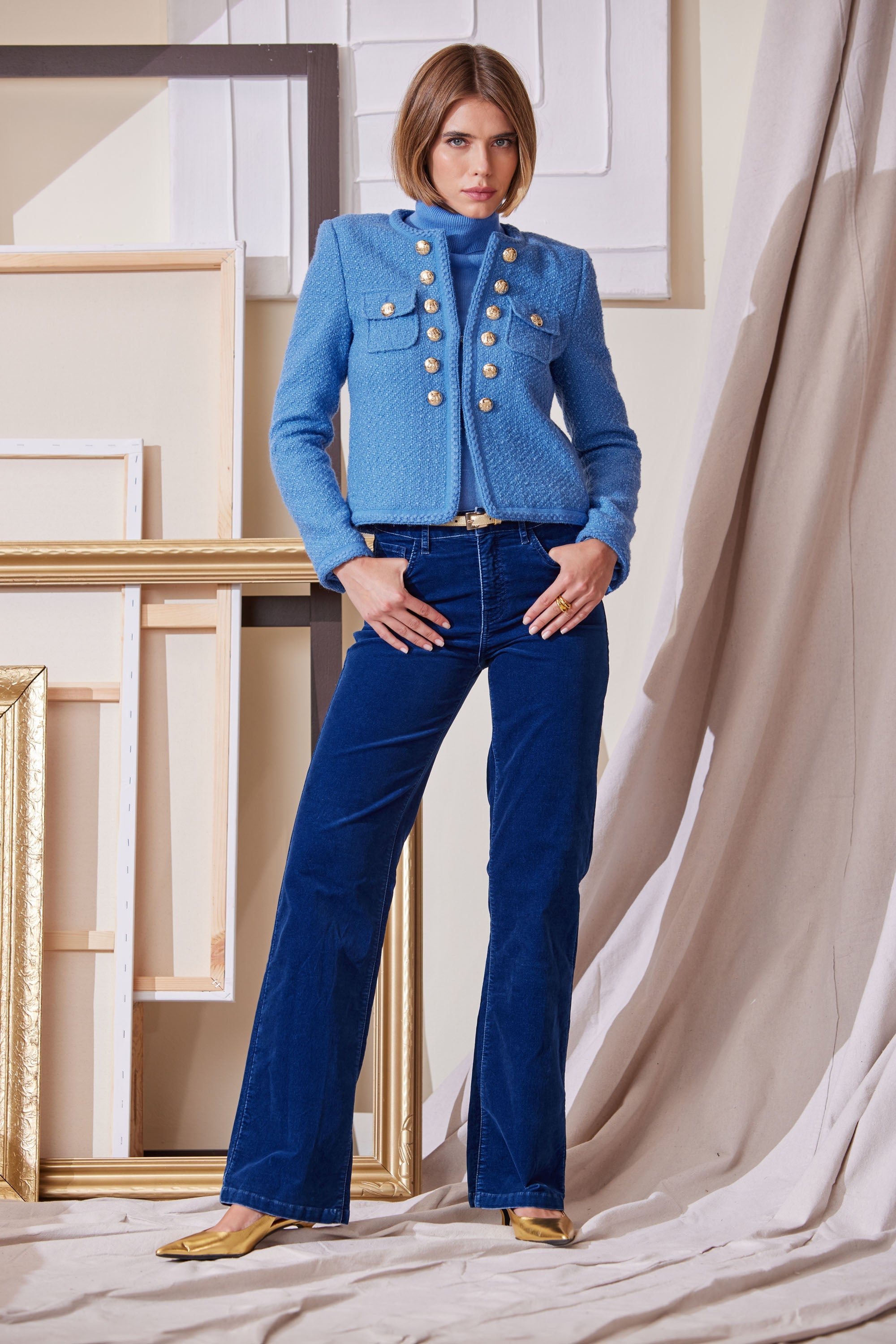 Washed Velvet Pant | Elie Tahari PARIS BLUE